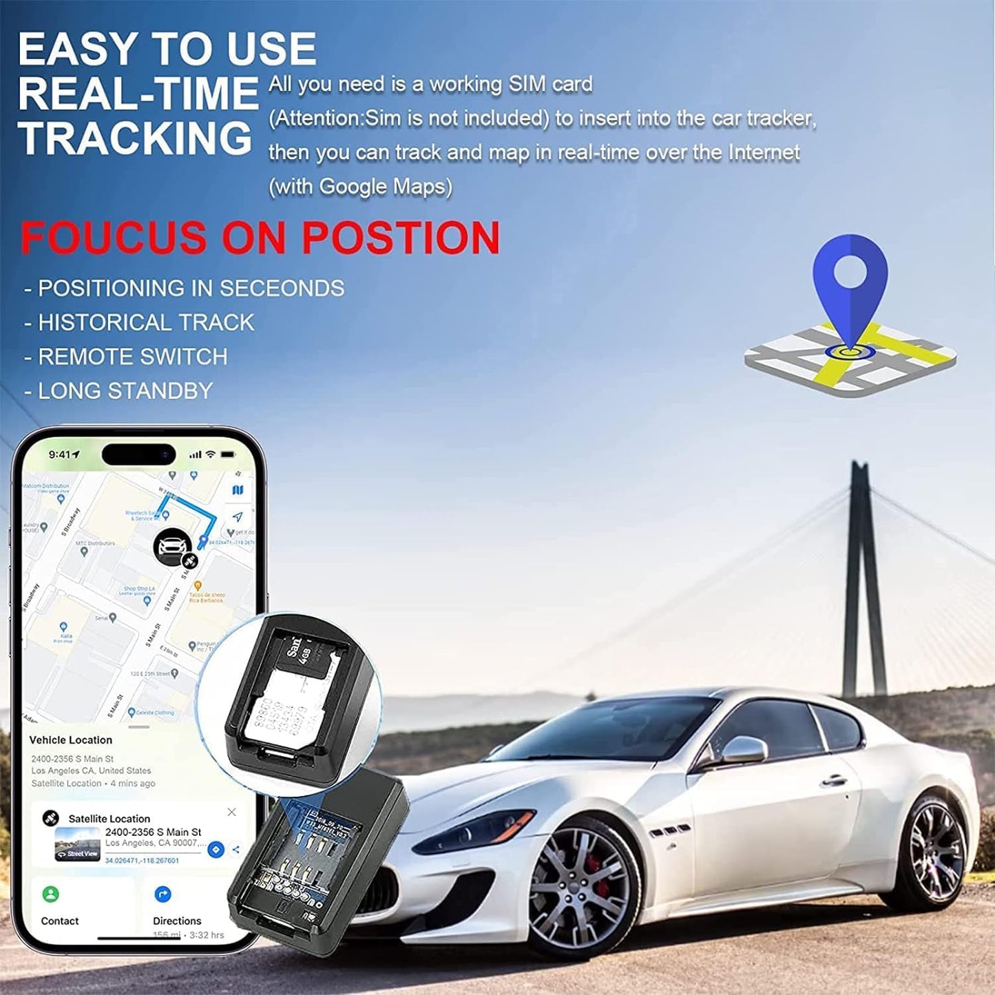 Mini GPS Tracker Magnétique – Localisation en Temps Réel