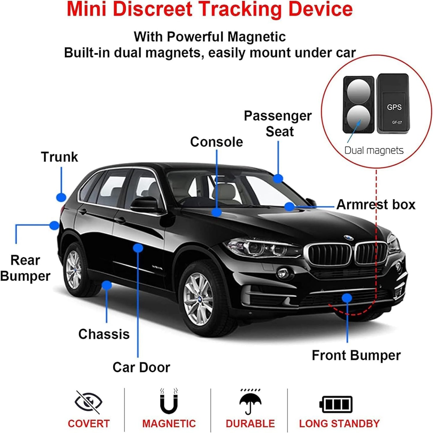 Mini GPS Tracker Magnétique – Localisation en Temps Réel